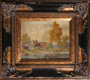 Farmhouse with Geese Oil | Unknown Artist,{{product.type}}