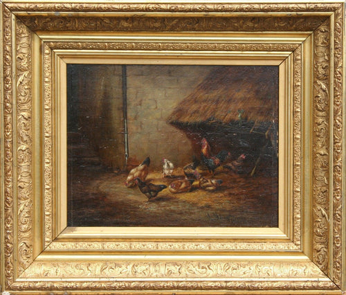 Farmyard Chickens Oil | Reinhart Schinzel,{{product.type}}