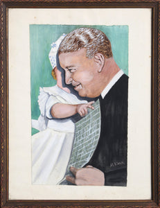 Father and Daughter Gouache | Unknown Artist,{{product.type}}