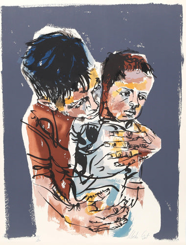 Father and Son from People in Israel Lithograph | Moshe Gat,{{product.type}}