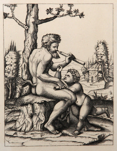 Faune accompagne d'un enfant Etching | Marcantonio Raimondi,{{product.type}}