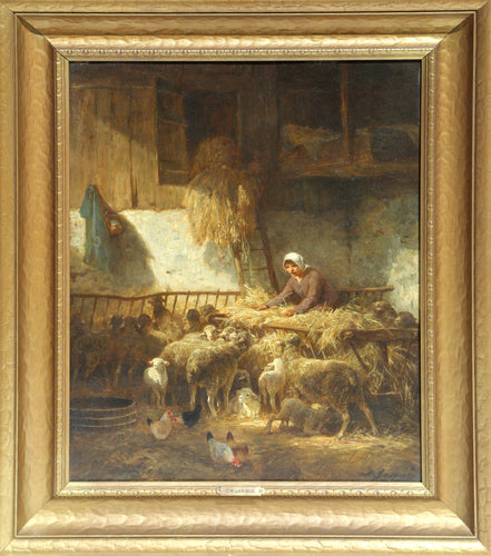 Feeding Sheep Poster | Charles-Emile Jacque,{{product.type}}