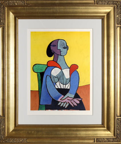 Femme A La Chaise Sur Fond Jaune, 9-C Lithograph | Pablo Picasso,{{product.type}}