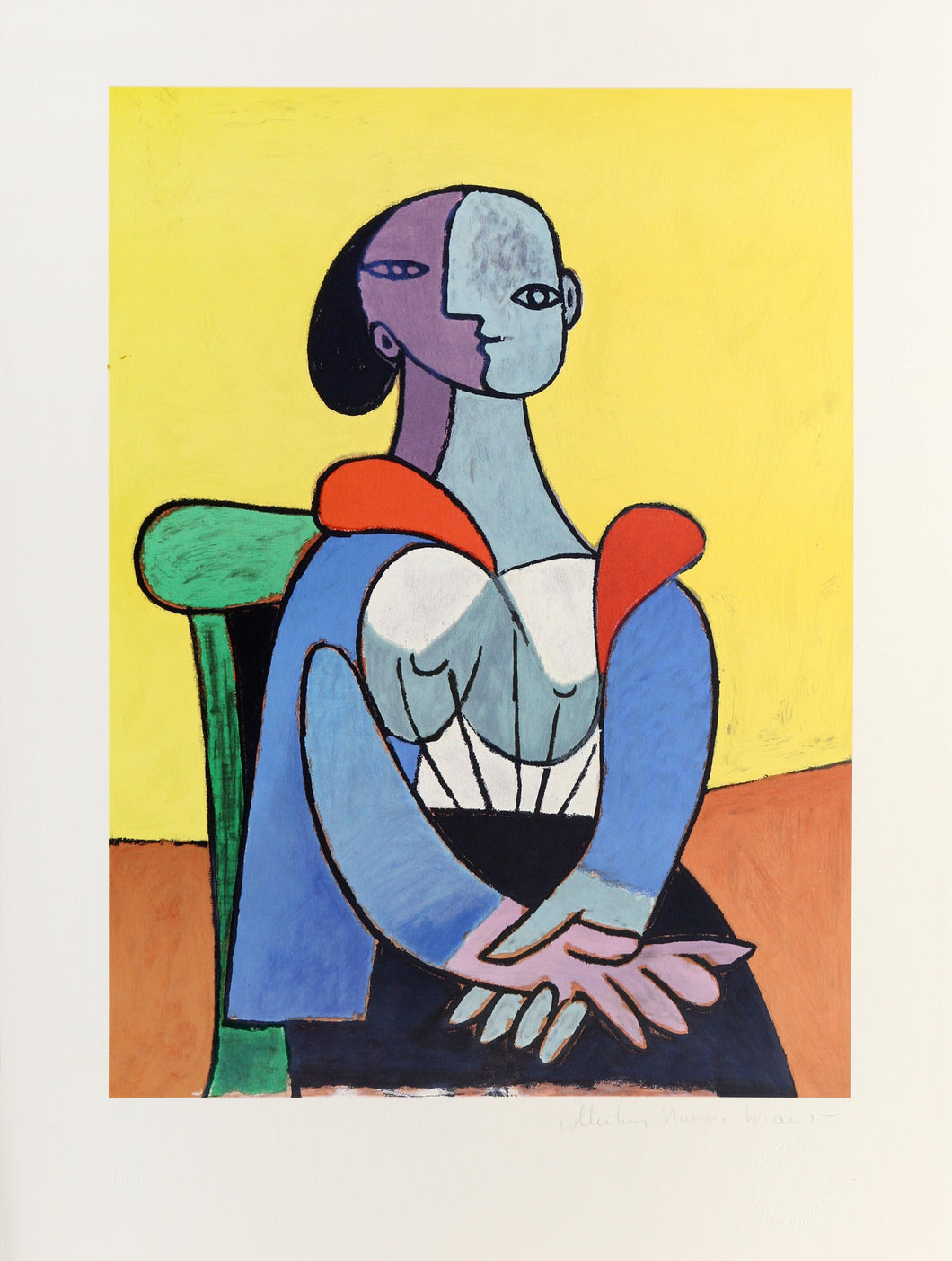 Femme A La Chaise Sur Fond Jaune Lithograph | Pablo Picasso,{{product.type}}