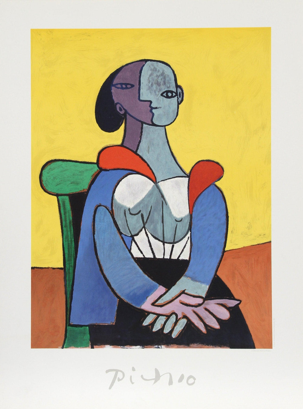 Femme a la Chaise sur Fond Jaune Lithograph | Pablo Picasso,{{product.type}}