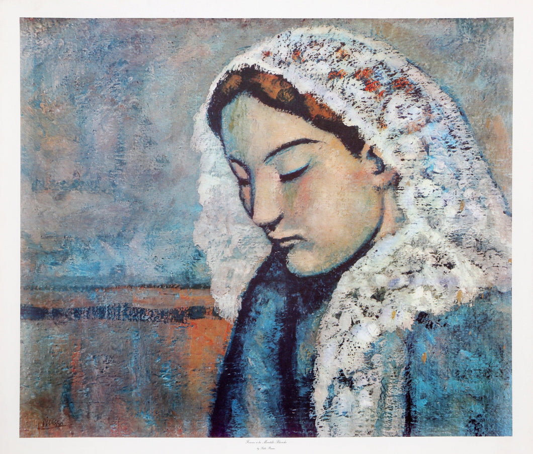 Femme a la Mantille Blanche Poster | Pablo Picasso,{{product.type}}