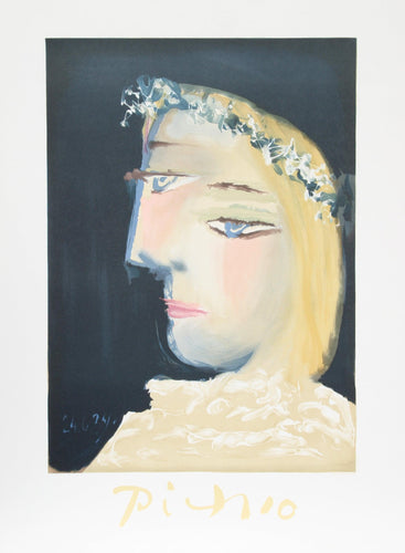 Femme a la Robe, Blanche Couronee de Fleurs Lithograph | Pablo Picasso,{{product.type}}