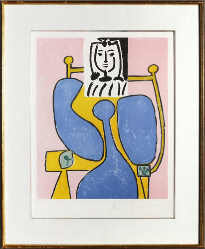 Femme Assise a la Robe Bleu Lithograph | Pablo Picasso,{{product.type}}
