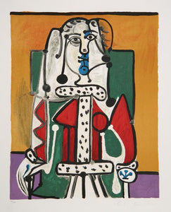 Femme Assise a la Robe d'Hermine Lithograph | Pablo Picasso,{{product.type}}