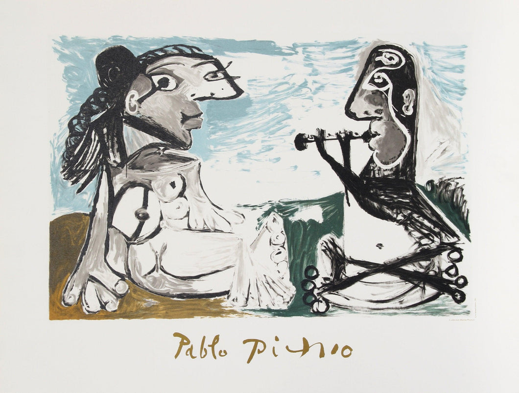 Femme Assise et Joueur de Flute Lithograph | Pablo Picasso,{{product.type}}