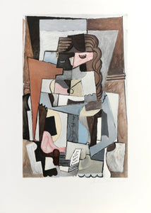 Femme au Corset Tesant un Livre Lithograph | Pablo Picasso,{{product.type}}
