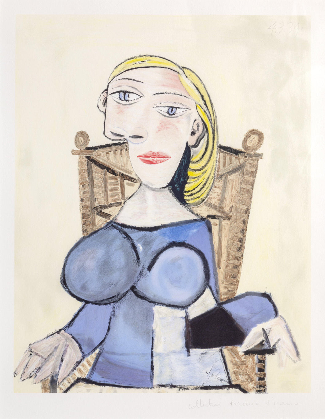 Femme Blonde Au Fauteuil D'Osier Lithograph | Pablo Picasso,{{product.type}}
