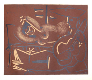 Femme Couchee et Guitariste (15) Woodcut | Pablo Picasso,{{product.type}}