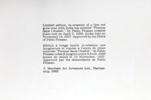 Femme Dans L'Atelier Lithograph | Pablo Picasso,{{product.type}}