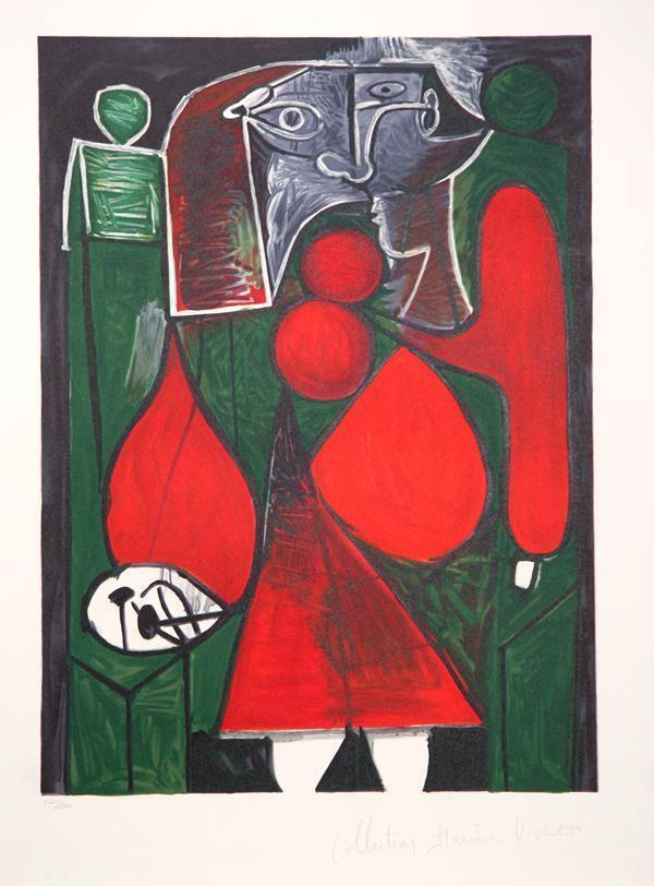 Femme en Rouge sur Fauteuil Lithograph | Pablo Picasso,{{product.type}}