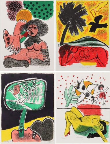 Femmes et Oiseux Lithograph | Corneille,{{product.type}}