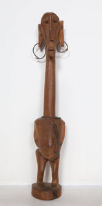 Fertility Figure with Long Neck and Hoop Earrings Wood | African or Oceanic Objects,{{product.type}}
