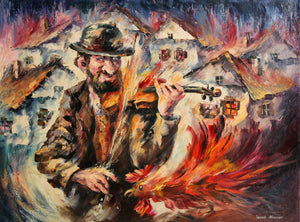 Fiddler with Rooster Oil | Leonid Afremov,{{product.type}}