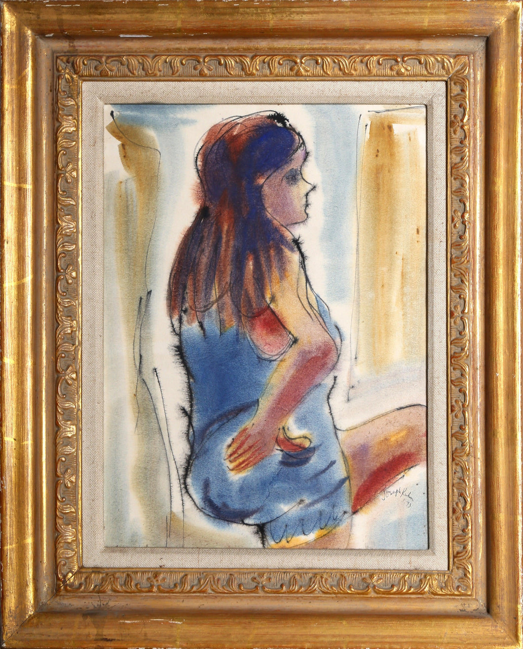 Figure in Blue Watercolor | Joseph Kahn,{{product.type}}