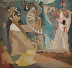 Figure with Fan (1) Oil | John F. Leonard,{{product.type}}