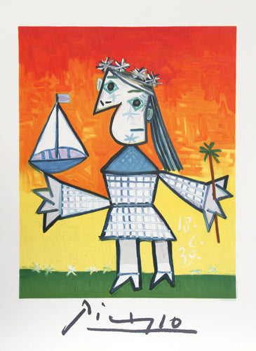 Fillette Couronee au Bateau Lithograph | Pablo Picasso,{{product.type}}