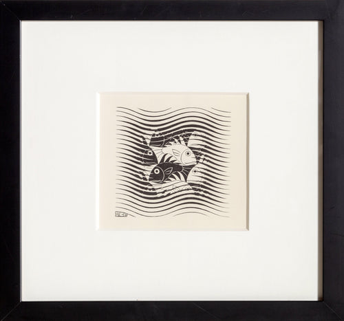Fish and Waves Woodcut | M.C. (Maurits Cornelis) Escher,{{product.type}}