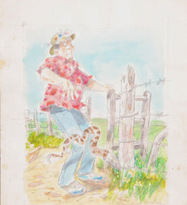 Fisherman and Snake (424) Watercolor | Marshall Goodman,{{product.type}}