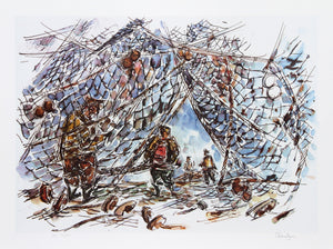 Fishermen Mending Their Nets Lithograph | Chaim Gross,{{product.type}}
