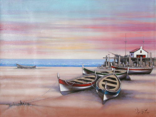 Fishing Boats Oil | Rugero Valdini,{{product.type}}
