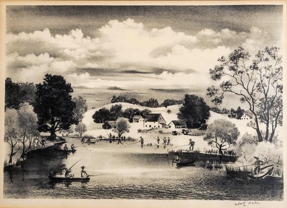 Fishing Lithograph | Adolf Dehn,{{product.type}}