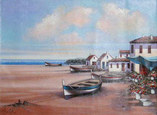 Fishing Village Oil | Rugero Valdini,{{product.type}}