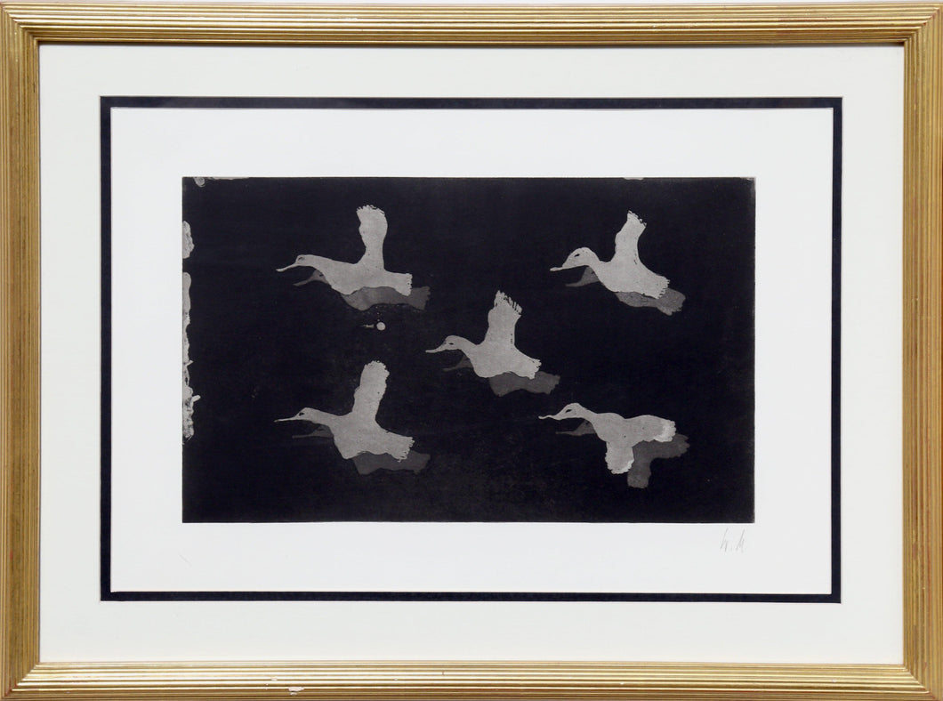 Five Seagulls in Flight Etching | Unknown Artist,{{product.type}}