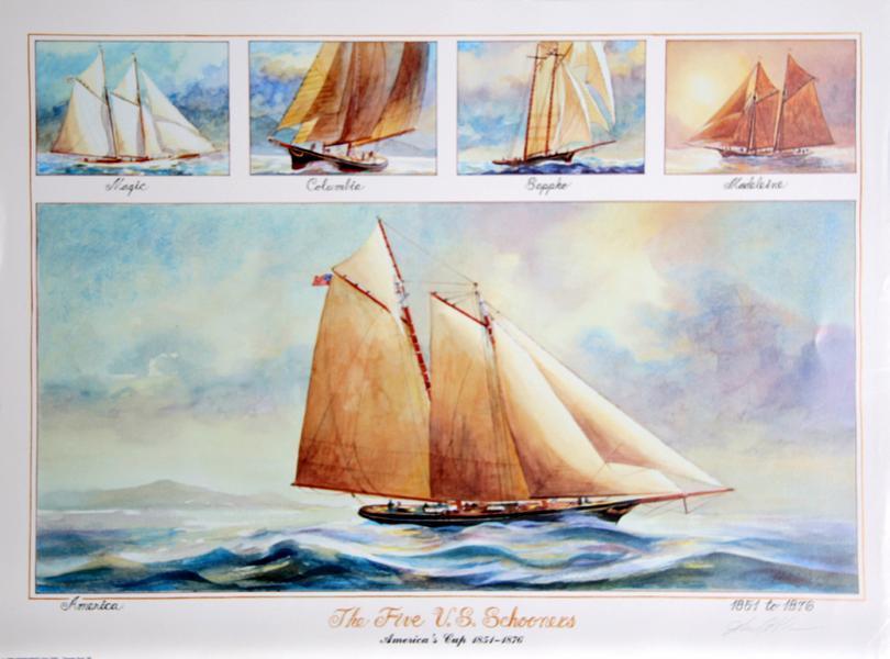Five US Schooners 1851-1876 Poster | John Gable,{{product.type}}