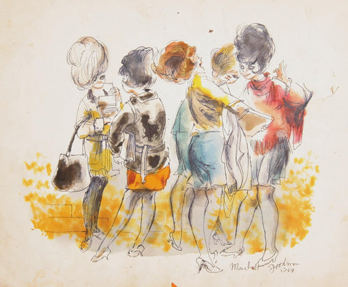 Five Women Chatting Watercolor | Marshall Goodman,{{product.type}}