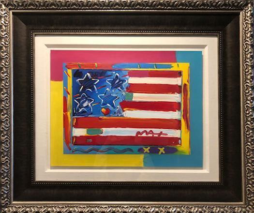 Flag with Heart Mixed media | Peter Max,{{product.type}}