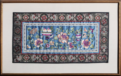 Floral Pattern on Blue Tapestries and Textiles | Unknown Artist,{{product.type}}