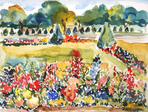 Flower Garden Watercolor | Harold Wallerstein,{{product.type}}