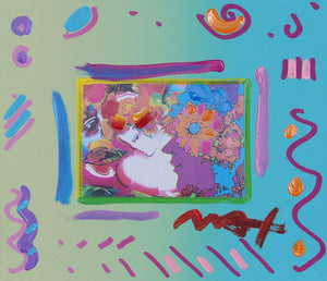 Flower Lady with Three Profiles Mixed Media | Peter Max,{{product.type}}