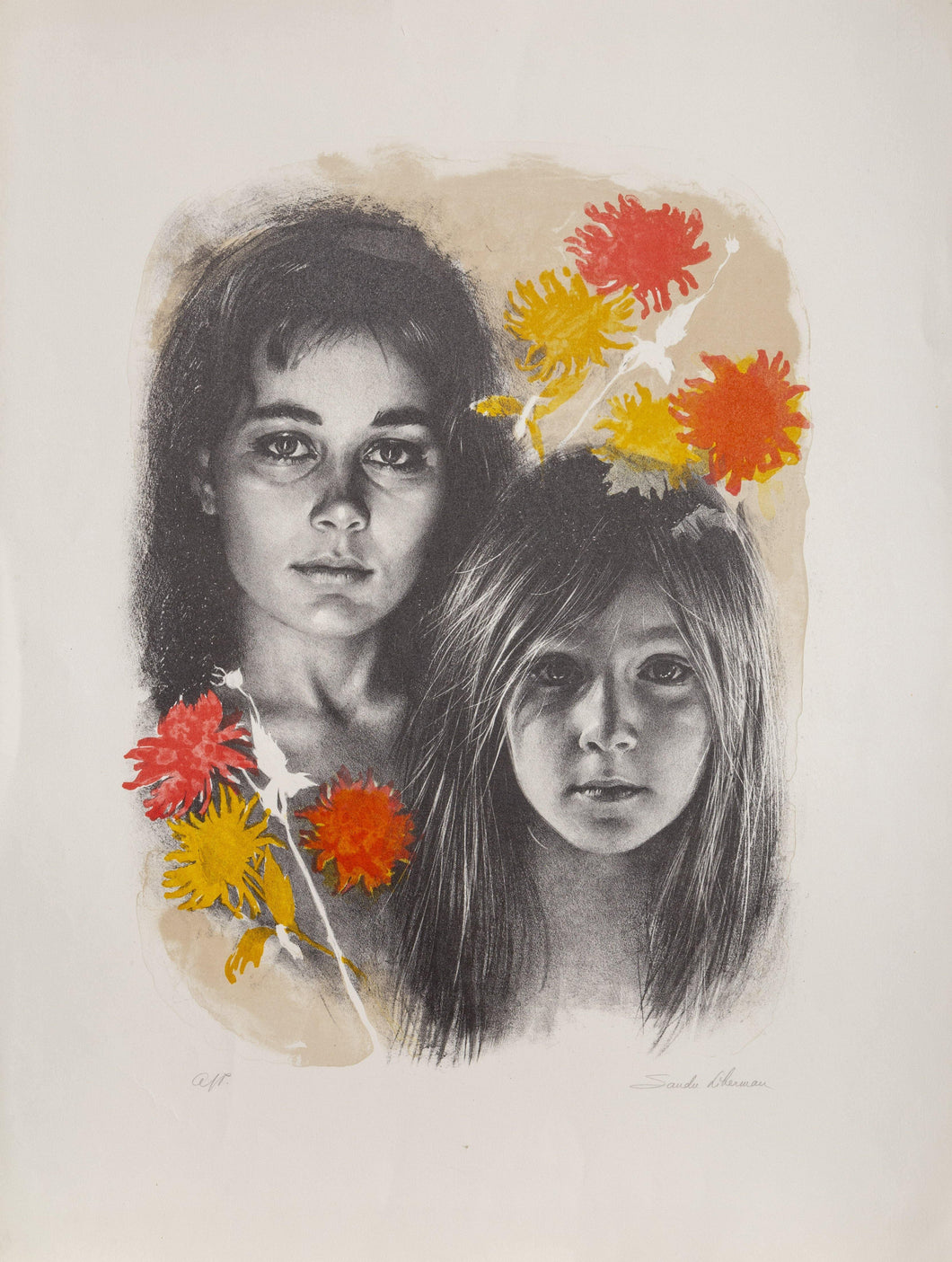 Flower Sisters lithograph | Sandu Liberman,{{product.type}}