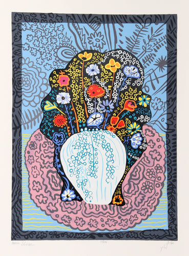 Flower Symphony  - Blue Screenprint | Menia Litvak,{{product.type}}