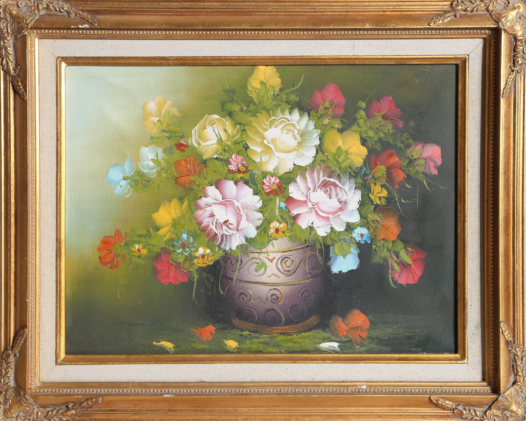 Flowers in a Vase Oil | Unknown Artist,{{product.type}}