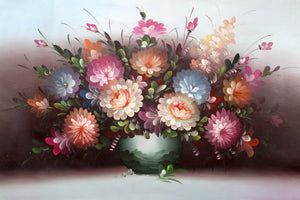 Flowers in Decorative Green Vase (6) Oil | Chuju Sheng,{{product.type}}
