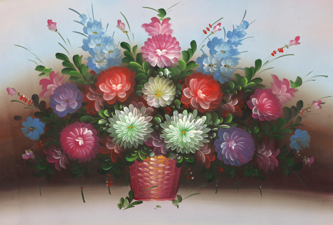 Flowers in Red Basket (8) Oil | Chuju Sheng,{{product.type}}