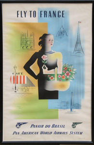 Fly to France: Panamerican Airlines Brazil Poster | Jean Carlu,{{product.type}}