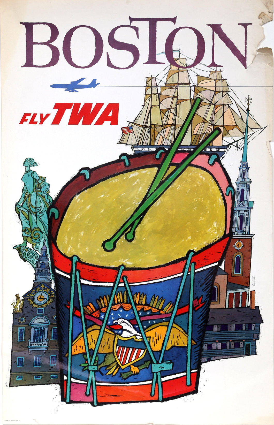 Fly TWA - Boston Poster | David Klein,{{product.type}}
