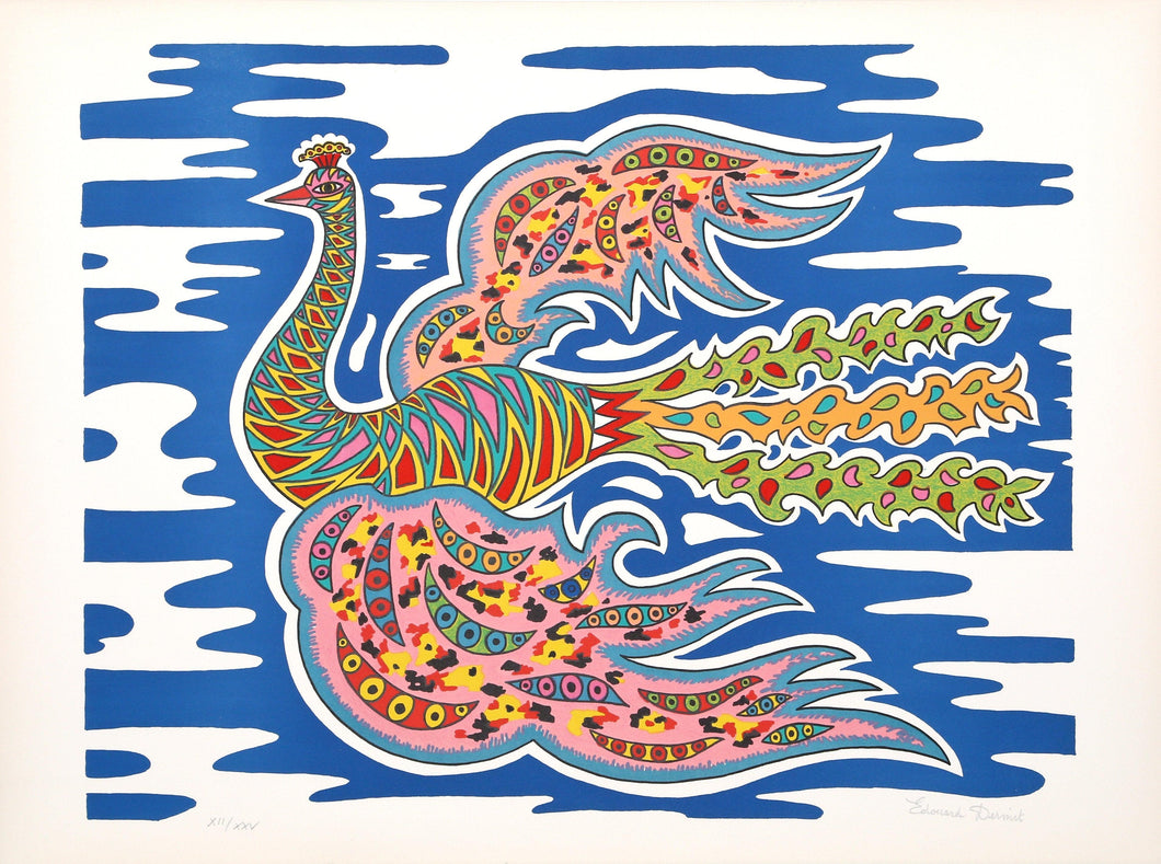 Flying Peacock I Screenprint | Édouard Dermit,{{product.type}}