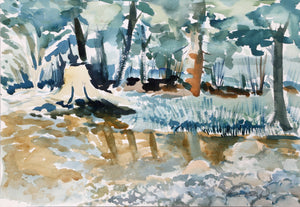 Forest Scene Watercolor | Harold Wallerstein,{{product.type}}