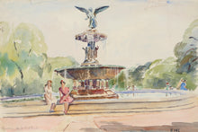 Fountain in Central Park Watercolor | Elizabeth Gutman Kaye,{{product.type}}