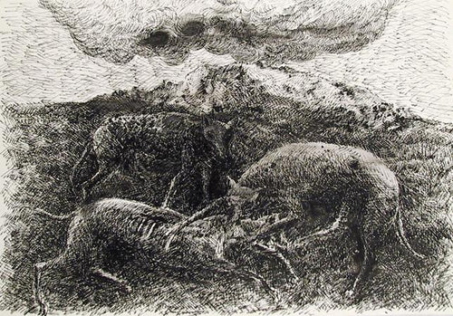 Foxes Eating Ink | Benjamin Silva,{{product.type}}