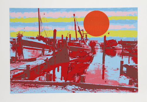 Freeport Fishing Boats Screenprint | Max Epstein,{{product.type}}